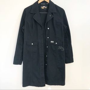 Harley Davidson Black Longline Trench Coat